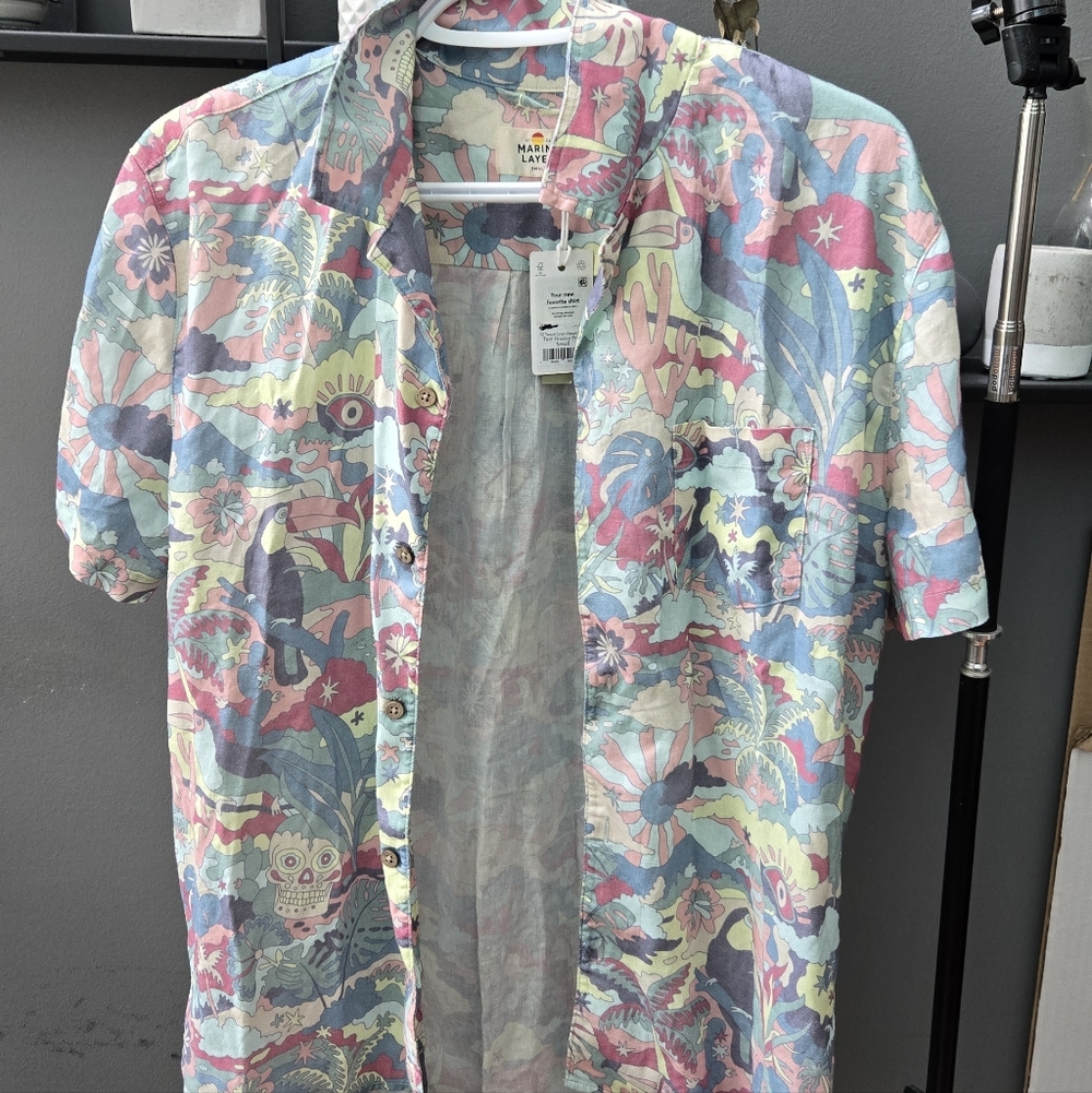 Marine Layer Groovy Print Button-Up Shirt